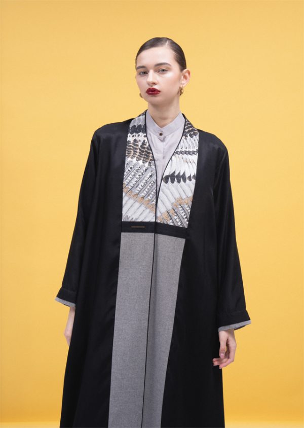 Black silk with gray