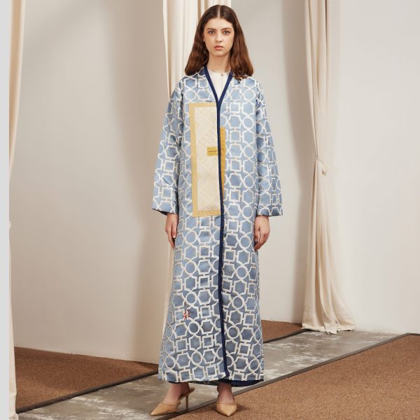 Blue cotton with yellow design