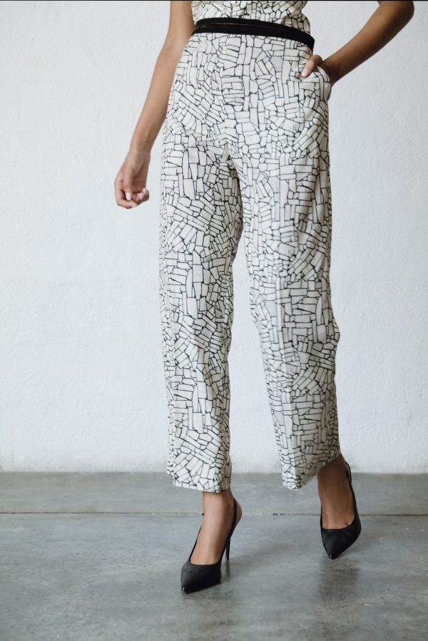 Beige print trouser
