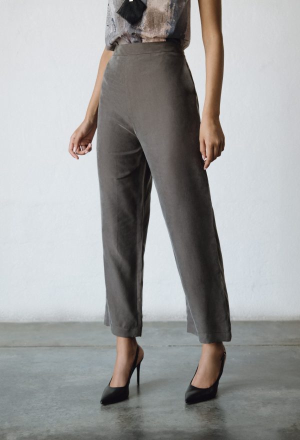 Gray silk trouser