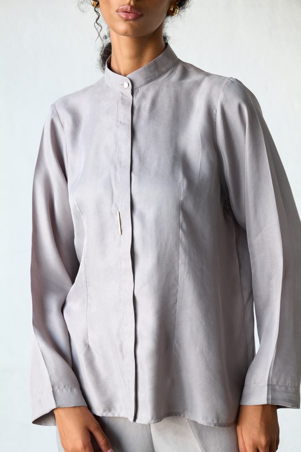 Gray silk shirt
