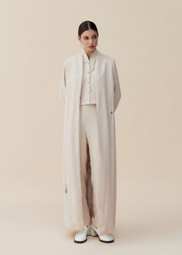 beige crepe suit