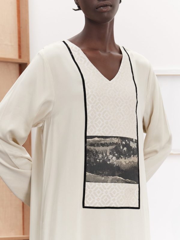 beige silk dress