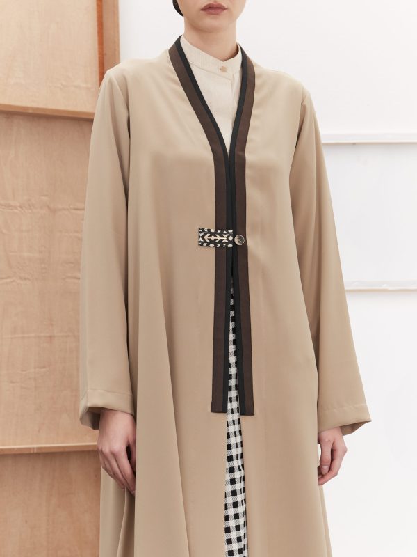 beige crepe abaya